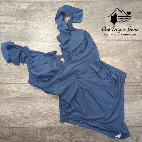 Cupshe Ruffle Shoulder Tummy Control One Piece Swimsuit Size L - Picture 3 of 7